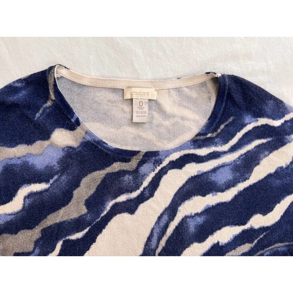 Chicos Womens Tunic Sweater Blue Stripe Long Sleeve Scoop Neck Pullover S - Picture 8 of 9
